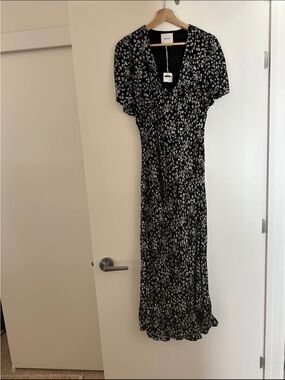 Reformation Black and White Floral Maxi Dress